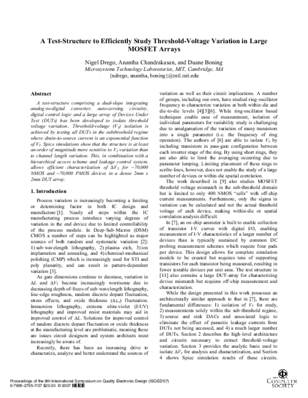 (PDF) A Test-Structure to Efficiently Study Threshold-Voltage Variation ...