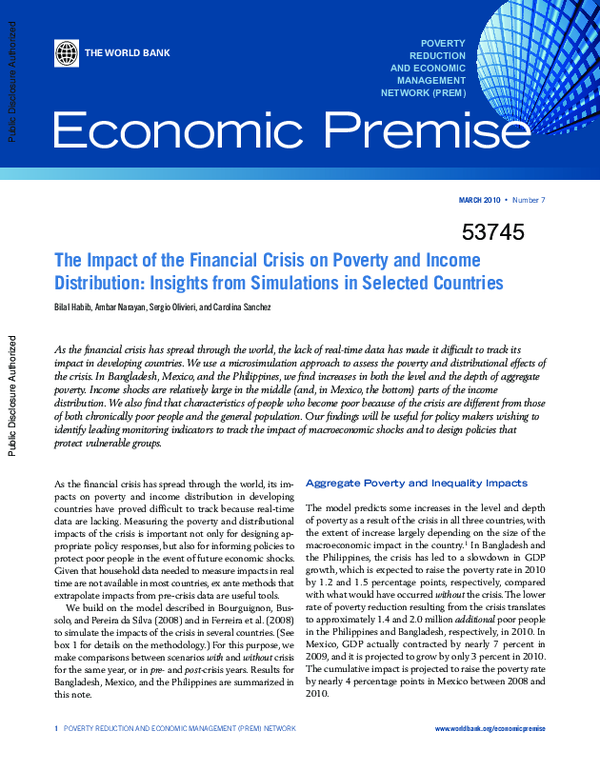 (PDF) THE WORLD BANK The Impact of the Financial Crisis on Poverty and ...