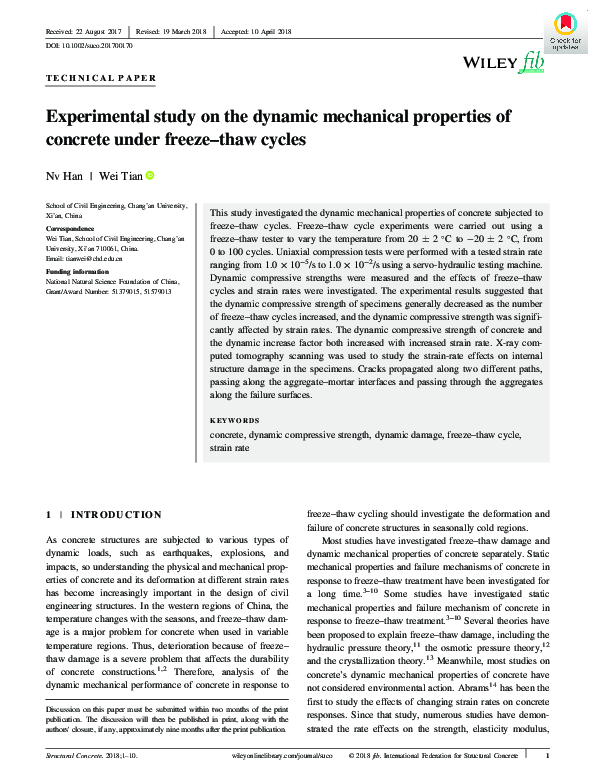 (PDF) Experimental study on dynamic mechanical properties of reinforced ...