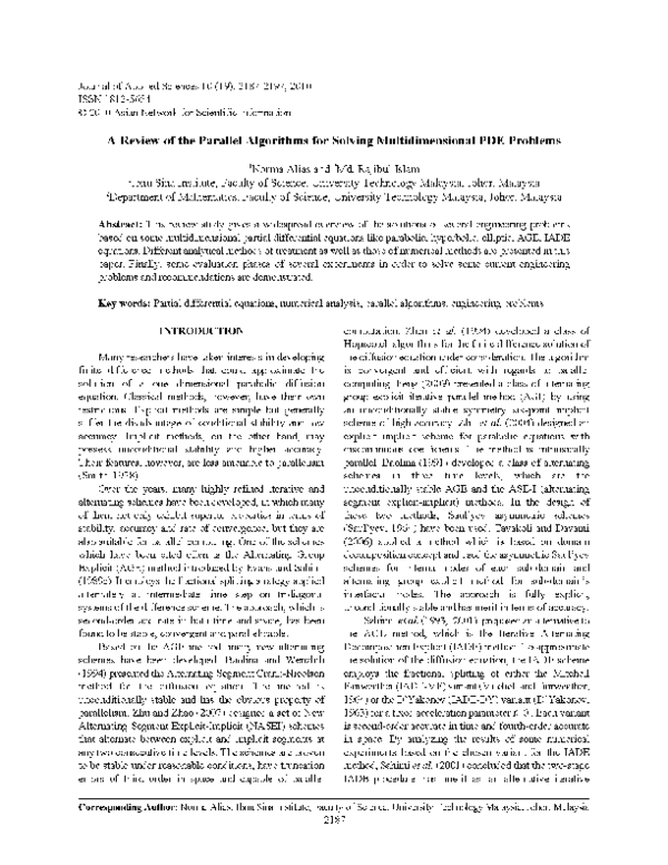 (PDF) A Review of the Parallel Algorithms for Solving Multidimensional ...