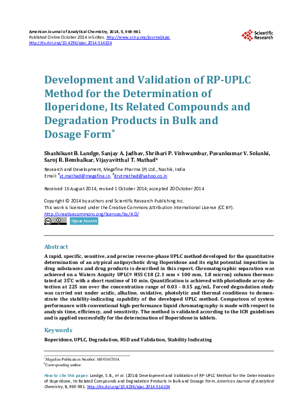(PDF) Development and Validation of RP-UPLC Method for the ...