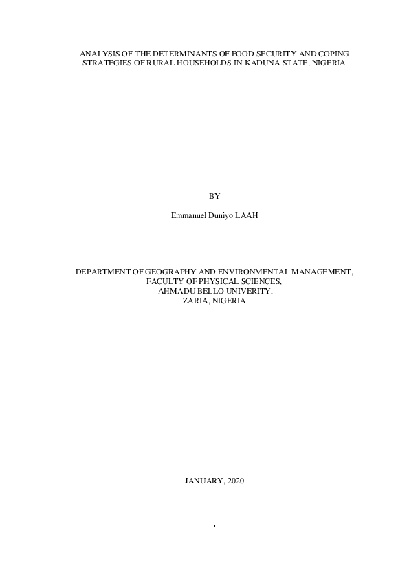 (PDF) Analysis of the Determinants of Food Security and Coping ...