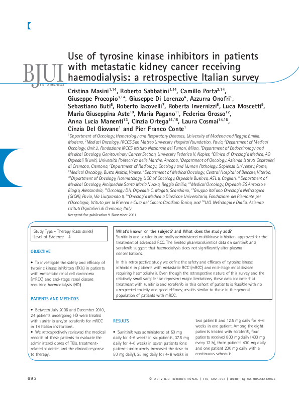 (PDF) Use of tyrosine kinase inhibitors in patients with metastatic ...