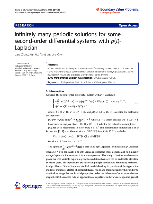 (PDF) Infinitely many periodic solutions for some second-order ...