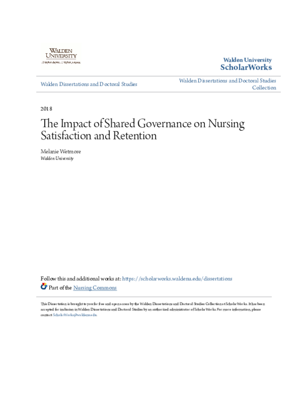 (PDF) The Impact of Shared Governance on Nursing Satisfaction and Retention