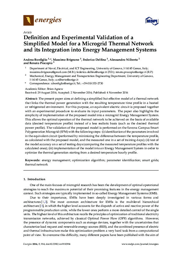 (PDF) Definition and Experimental Validation of a Simplified Model for ...