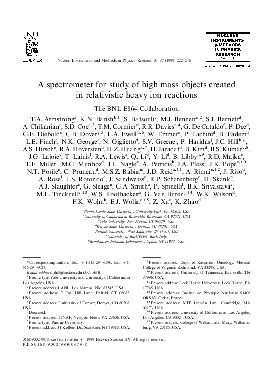 (PDF) A spectrometer for study of high mass objects created in ...