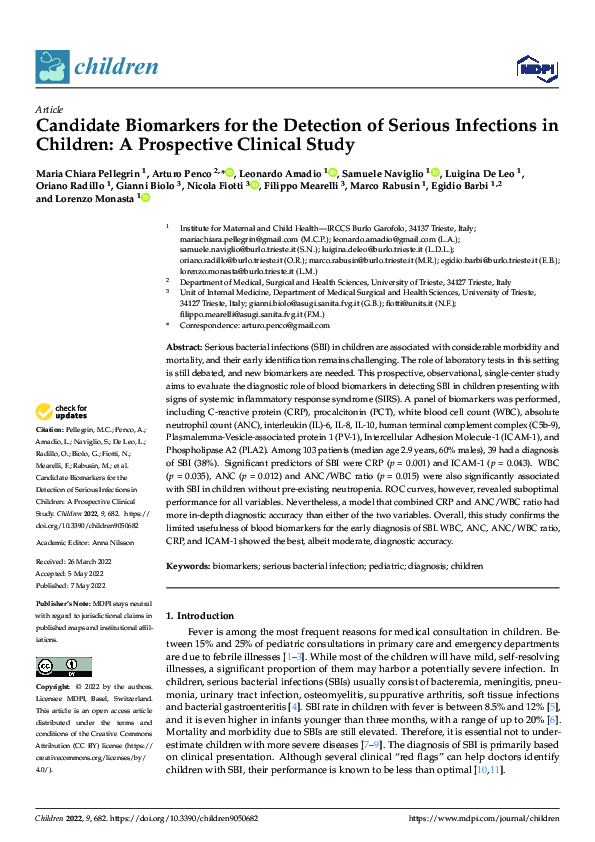 (PDF) Candidate Biomarkers for the Detection of Serious Infections in ...