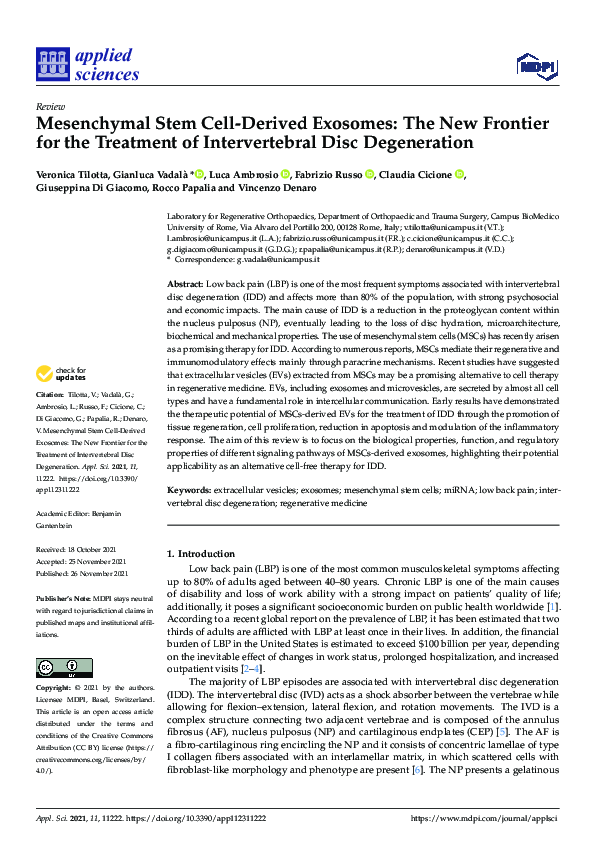 (PDF) Mesenchymal Stem Cell-Derived Exosomes: The New Frontier for the ...
