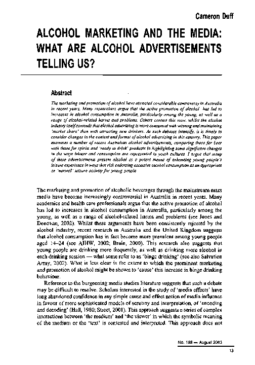 (PDF) Alcohol Marketing and the Media: What are Alcohol Advertisements ...