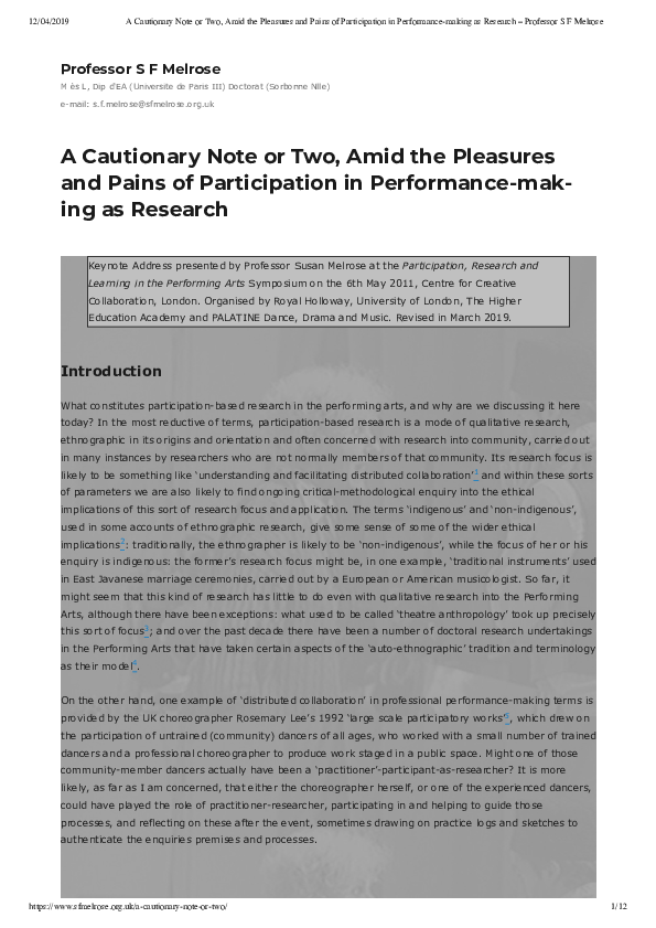 (PDF) A cautionary note or two, amid the pleasures and pains of ...