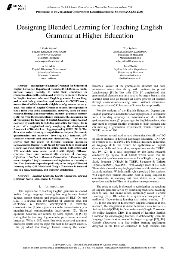 (PDF) Designing Blended Learning for Teaching English Grammar at Higher ...