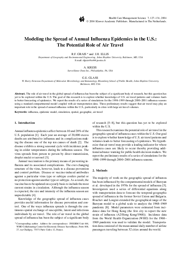 (PDF) Modeling the Spread of Annual Influenza Epidemics in the U.S ...