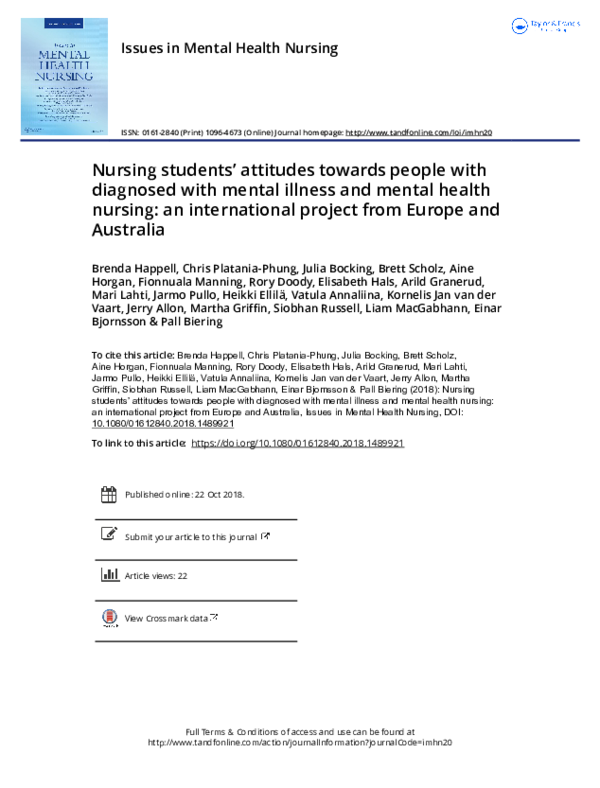 (PDF) Nursing students' attitudes towards people with diagnosed with ...