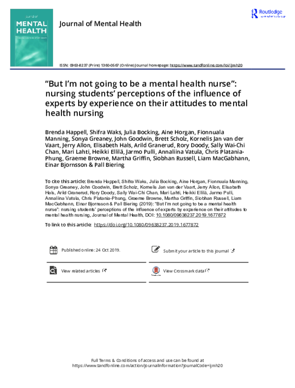 (PDF) “But I’m not going to be a mental health nurse”: nursing students ...