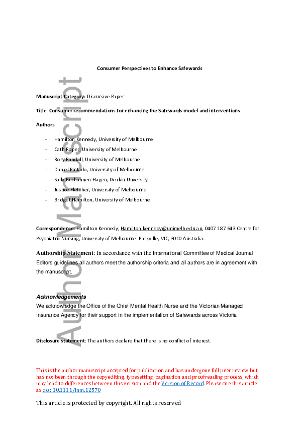 (PDF) Consumer recommendations for enhancing the Safewards model and ...
