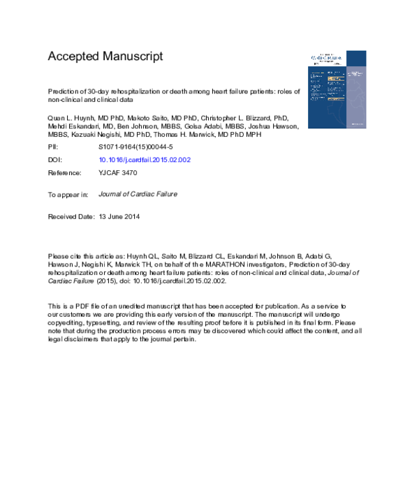 (PDF) Roles of Nonclinical and Clinical Data in Prediction of 30-Day ...