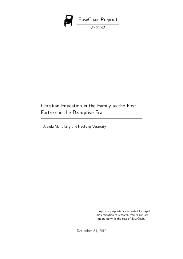 (PDF) Christian Education in the Family as the First Fortress in the ...