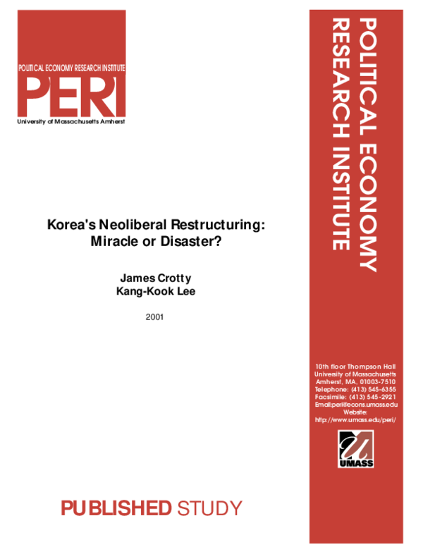 (PDF) Korea's Neoliberal Restructuring: Miracle or Disaster?