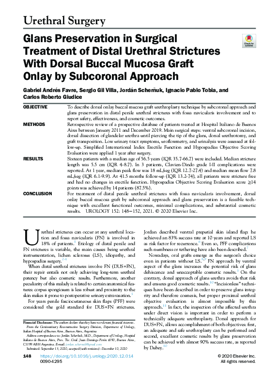 (PDF) Glans Preservation in Surgical Treatment of Distal Urethral ...