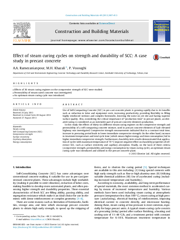(PDF) Effect of steam curing cycles on strength and durability of SCC ...