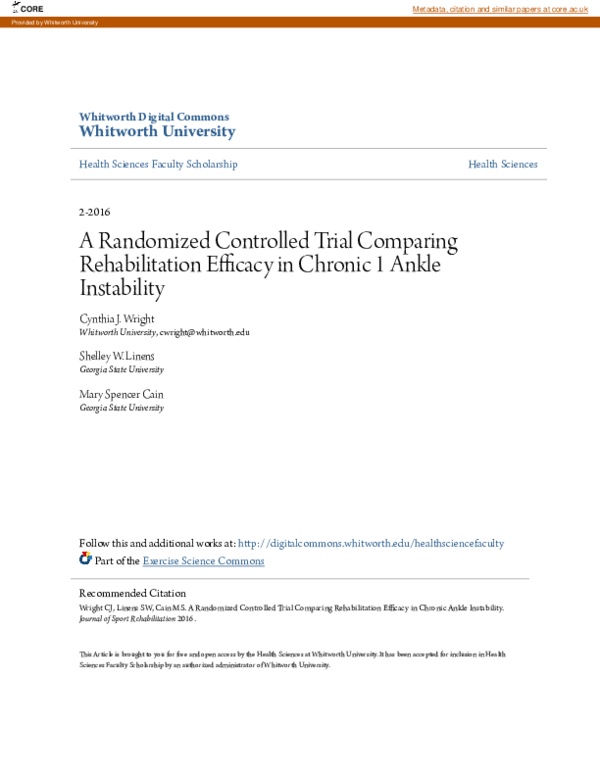 (PDF) A Randomized Controlled Trial Comparing Rehabilitation Efficacy ...