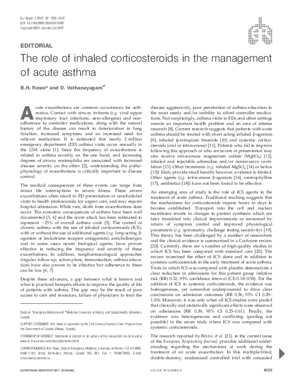(PDF) The role of inhaled corticosteroids in the management of acute ...