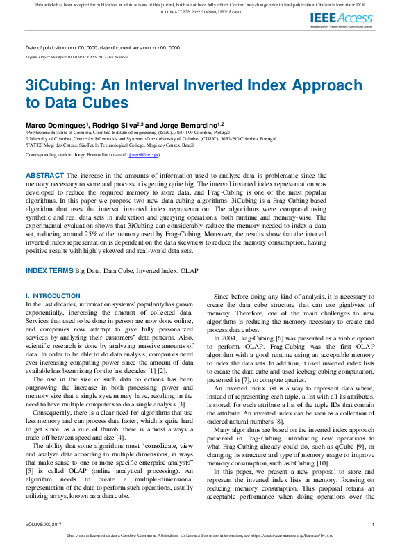 (PDF) 3iCubing: An Interval Inverted Index Approach to Data Cubes