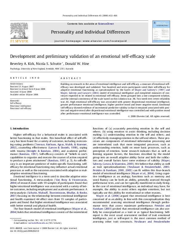 (PDF) Development and preliminary validation of an emotional self ...