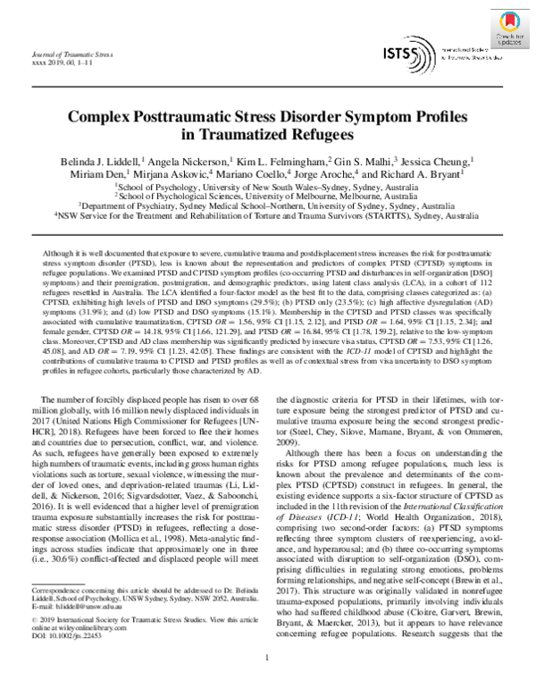 (PDF) Complex Posttraumatic Stress Disorder Symptom Profiles in ...