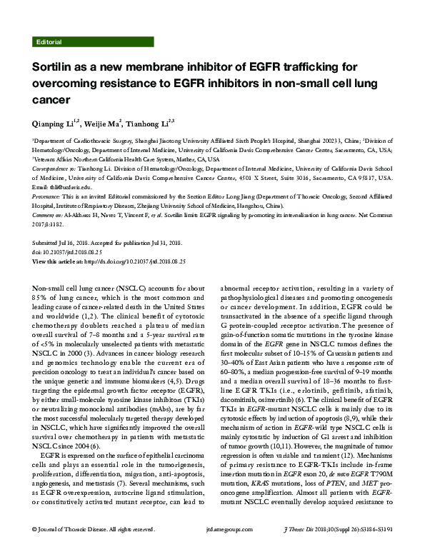 (PDF) Sortilin as a new membrane inhibitor of EGFR trafficking for ...