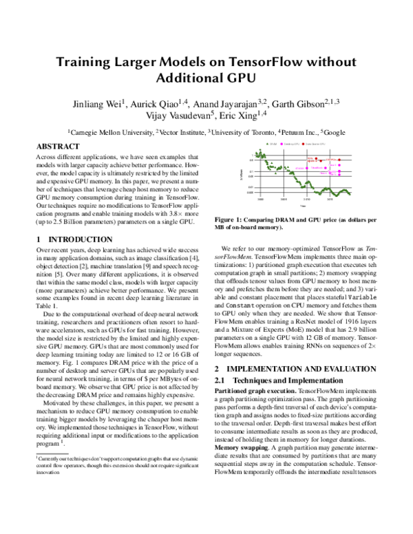 (PDF) Training Larger Models on TensorFlow without Additional GPU