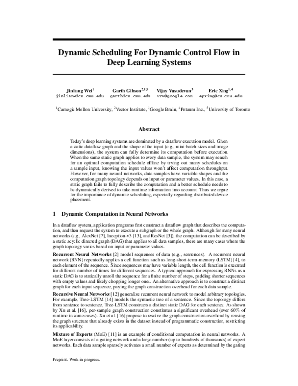 (PDF) Dynamic Scheduling For Dynamic Control Flow in Deep Learning Systems
