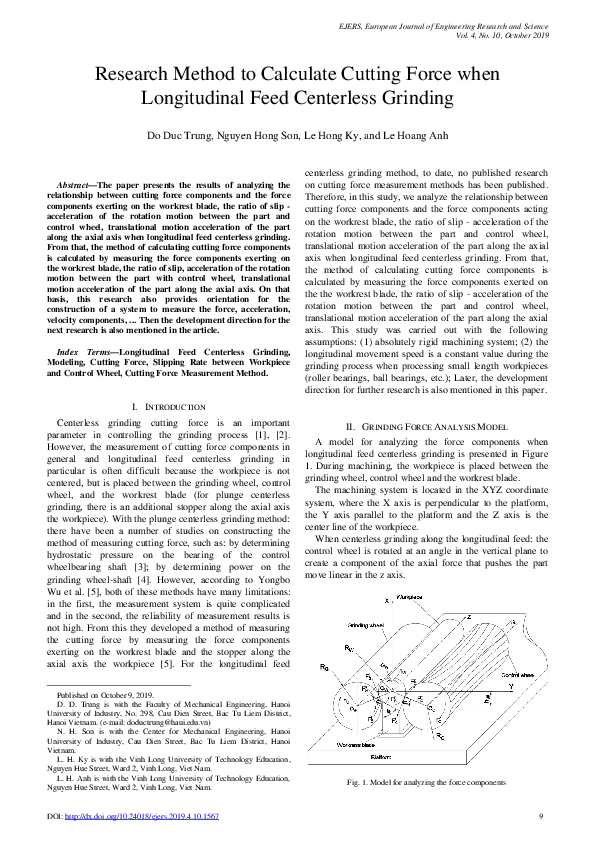 (PDF) Research Method to Calculate Cutting Force when Longitudinal Feed