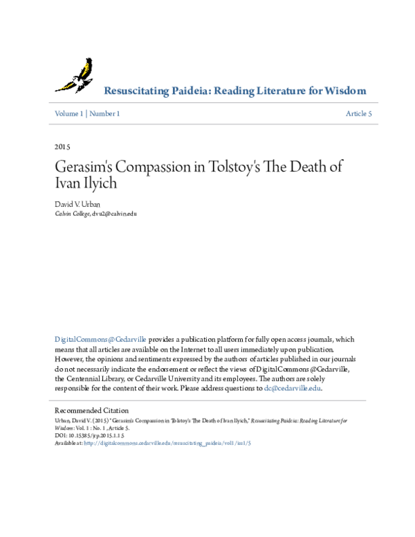 (PDF) Gerasim\u27s Compassion in Tolstoy\u27s The Death of Ivan Ilyich