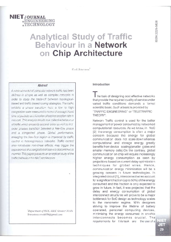 (PDF) Analytical Study Of Traffic Behaviour In A Network On Chip ...