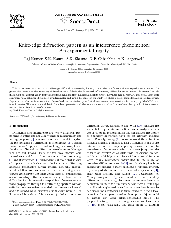 (PDF) Knife-edge diffraction pattern as an interference phenomenon: An ...