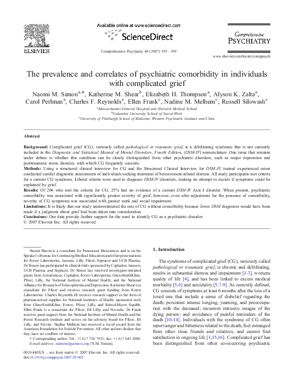 (PDF) The prevalence and correlates of psychiatric comorbidity in ...