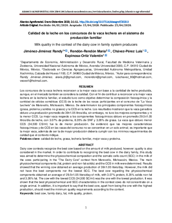 (PDF) Calidad de la leche en los concursos de la vaca lechera en el ...
