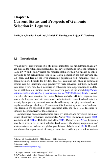 (PDF) Current Status and Prospects of Genomic Selection in Legumes
