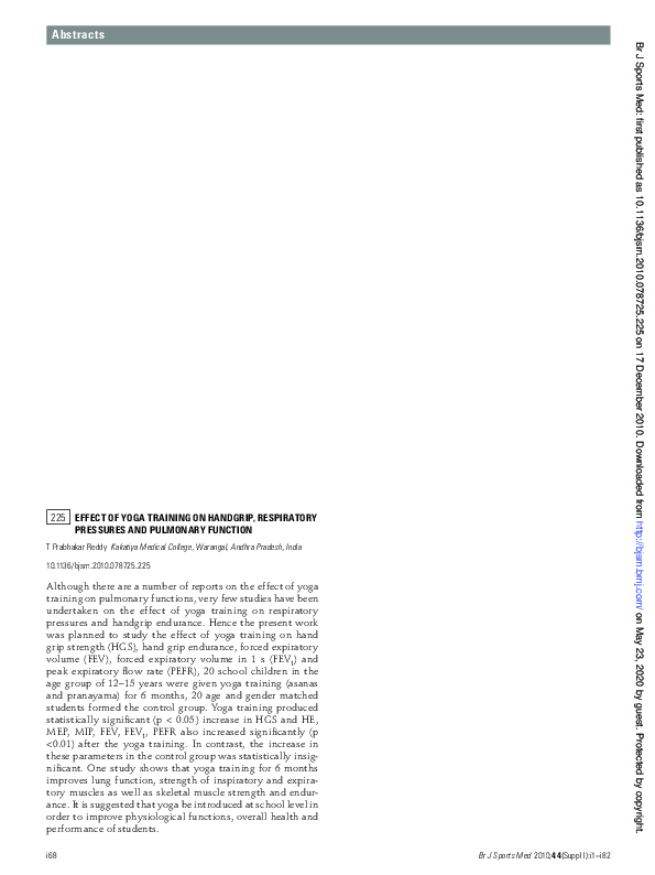(PDF) Effect of yoga training on handgrip, respiratory pressures and ...