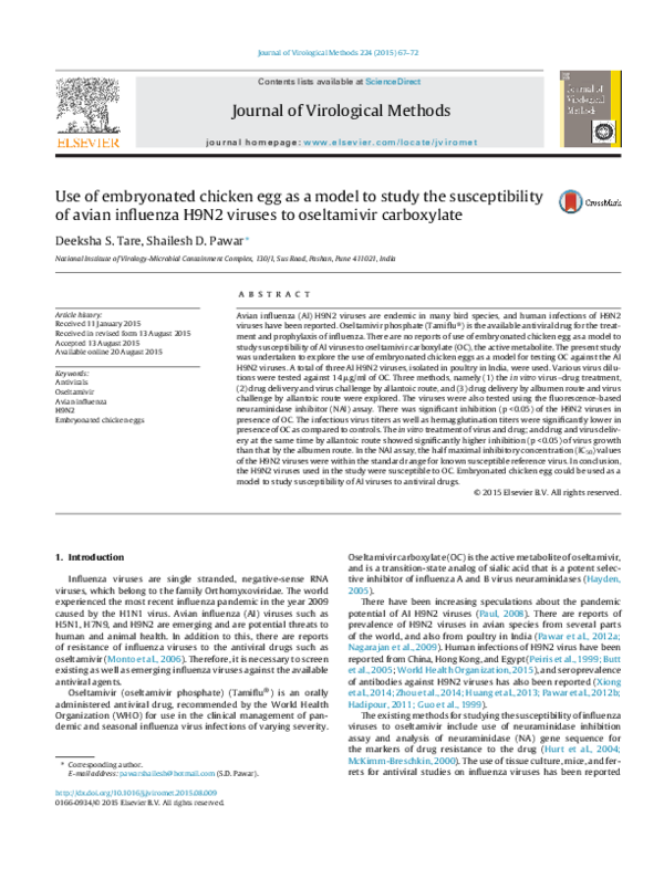 (PDF) Use of embryonated chicken egg as a model to study the ...