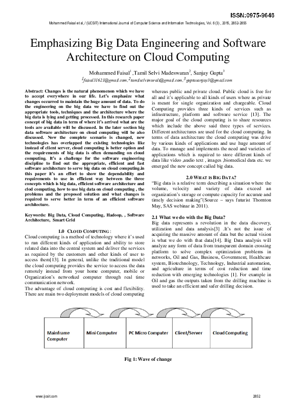 (PDF) Emphasizing Big Data Engineering and Software Architecture on ...