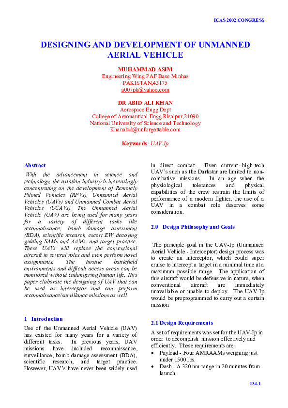 (PDF) Designing and development of unmanned aerial vehicle