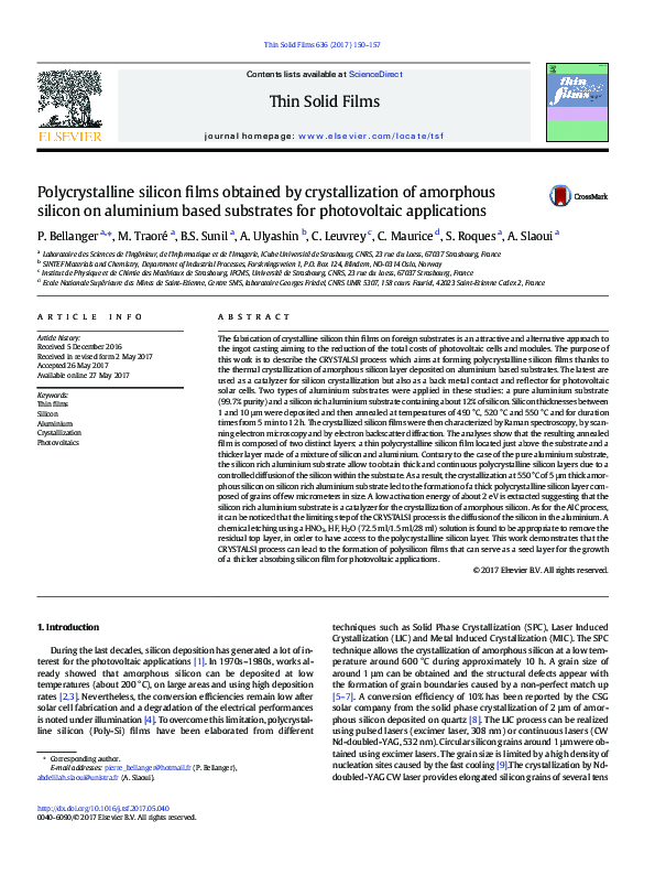 (PDF) Polycrystalline silicon films obtained by crystallization of ...