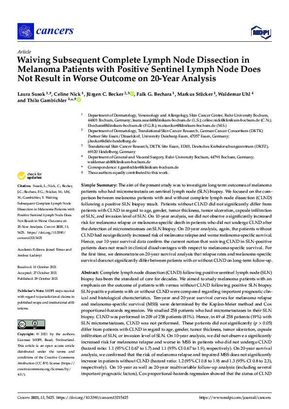 (PDF) Waiving Subsequent Complete Lymph Node Dissection in Melanoma ...