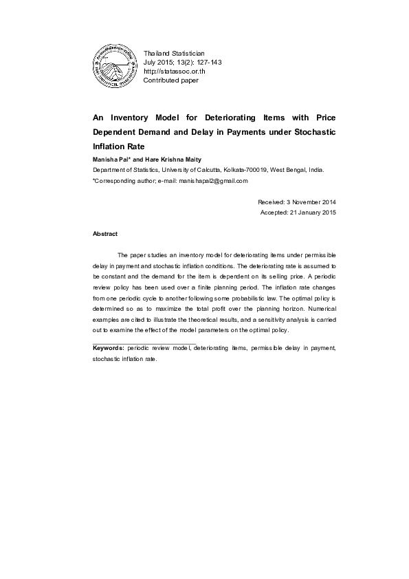 (PDF) Contributed paper An Inventory Model for Deteriorating Items with ...