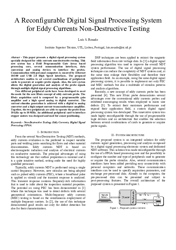 (PDF) A reconfigurable digital signal processing system for eddy currents nondestructive