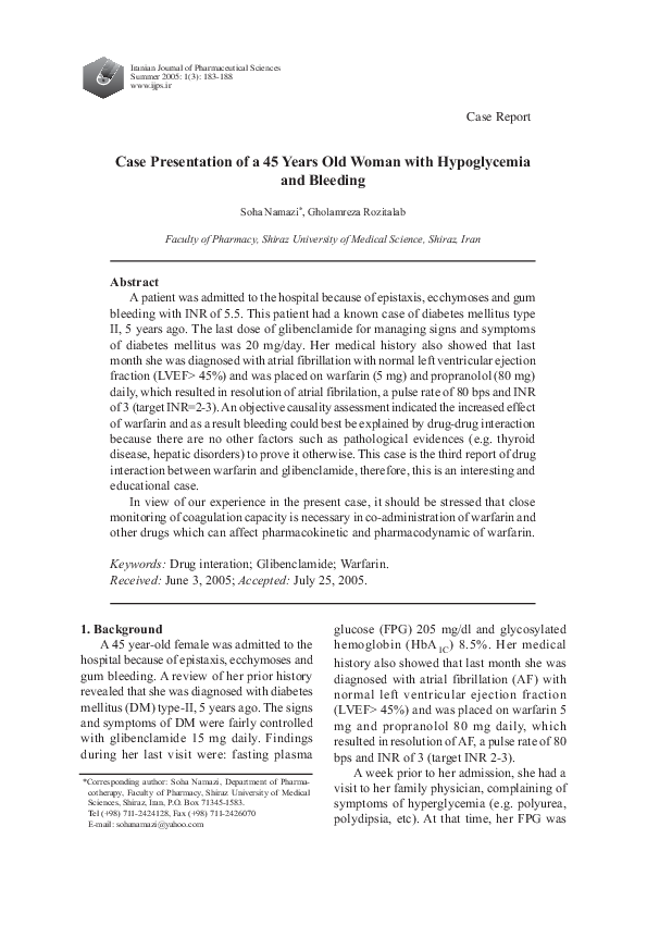 (PDF) Case Presentation of a 45 Years Old Woman with Hypoglycemia and ...