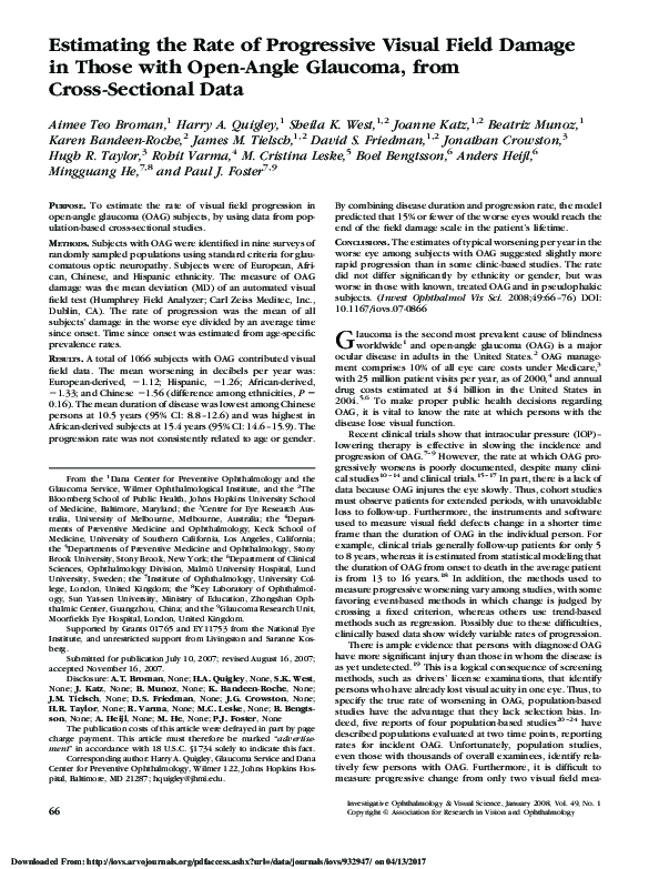 (PDF) Estimating the Rate of Progressive Visual Field Damage in Those ...